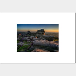 Over Owler Tor at sunset Posters and Art